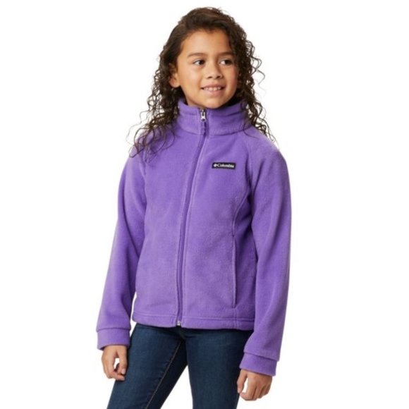 Girls' Columbia Benton Springs Purple Front Zip-up Fleece Jacket Size Medium VGC - Picture 1 of 6